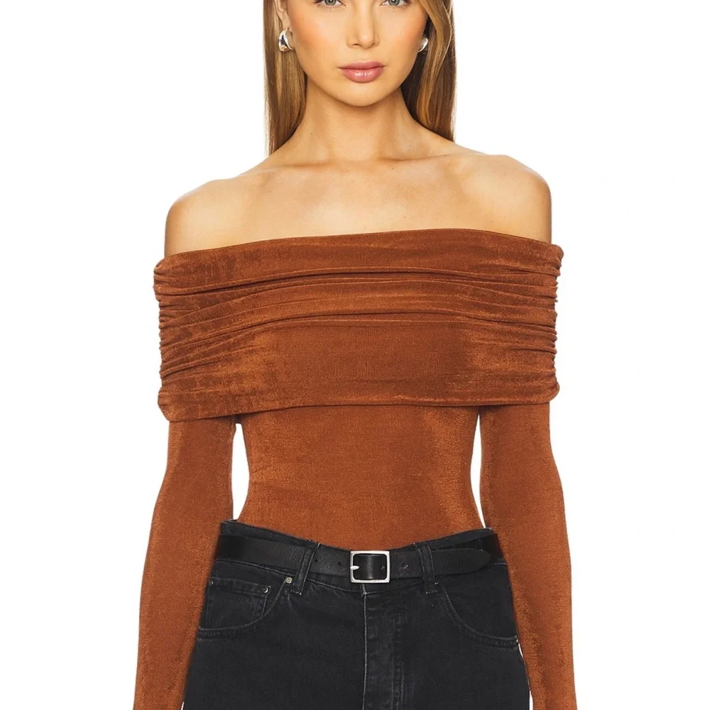 Off-Shoulder Rust Top - Picture 1 of 3